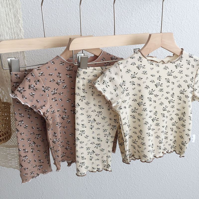 Baby Clothing Korea - Summer New Style Girls' Short-Sleeved Floral