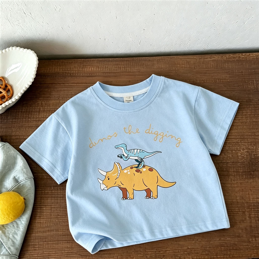 Cartoon Dinosaur Print TShirt  - огляд і ціна Baby Clothing Designer