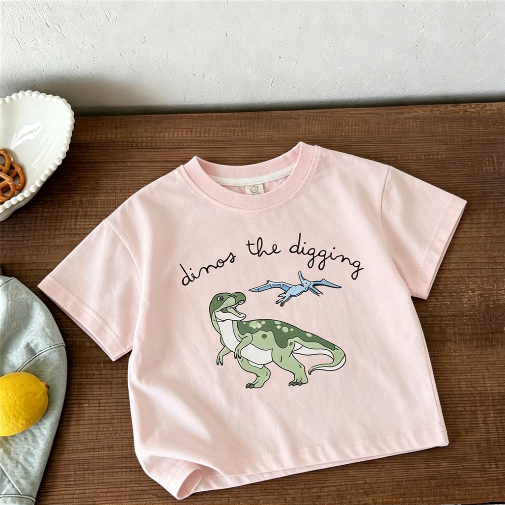 Cartoon Dinosaur Print TShirt  - огляд і ціна Baby Clothing Designer