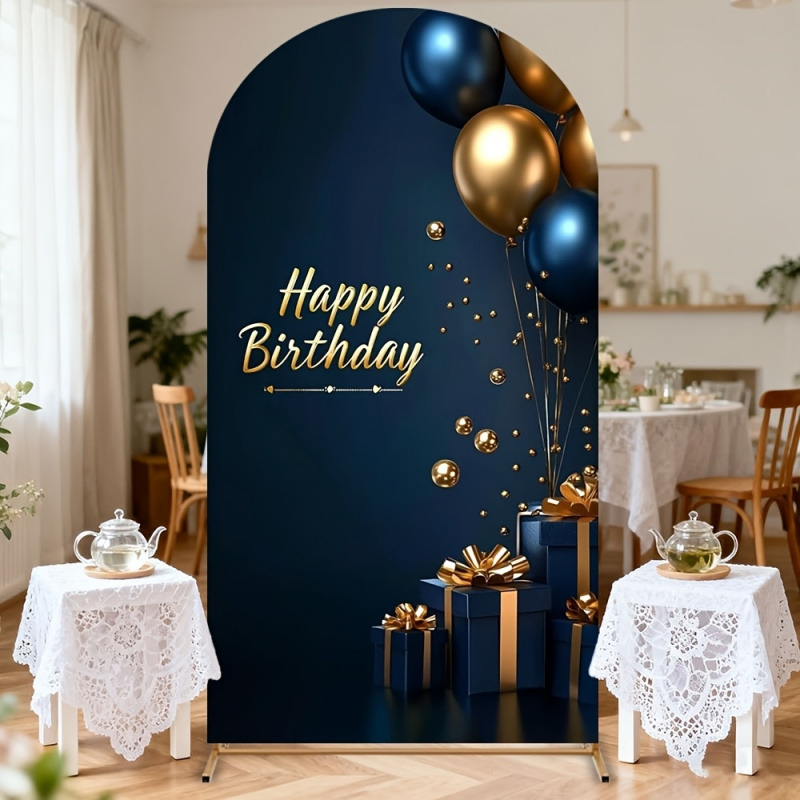 VIKAMA Blue Gold Arch Backdrop - огляд і ціна Baby Zebra Clothing